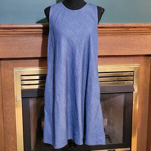 Gap Blue Chambray Sleeveless Tank Swing Dress Pockets Size Medium